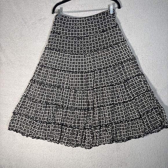 Max Studio Maxi Skirt Women’s Size M Tiered Chiffon Boho Ditsy Girl Ruffle Hem - Picture 10 of 15